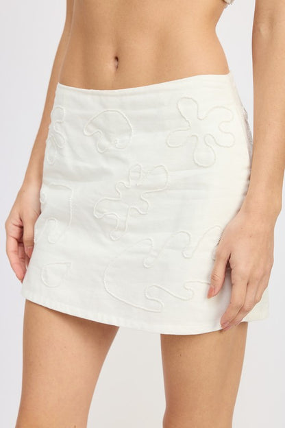 Celeste High Waist Embroidered Mini Skort