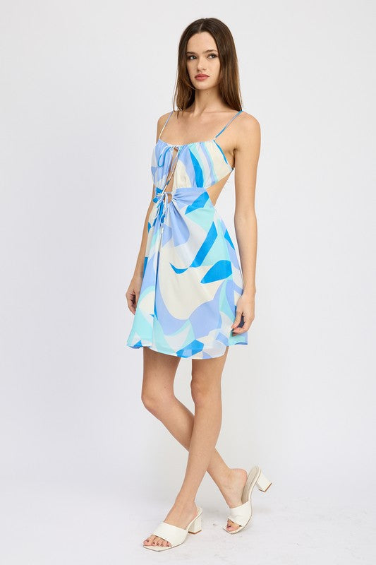 Harper Geometric Double Tie Mini Dress