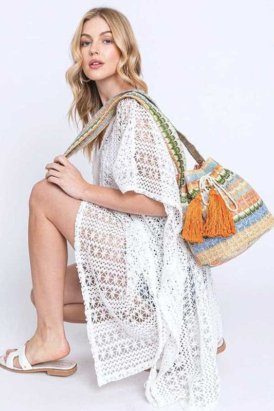 Emmie Boho Tassel Stripe Bucket Bag