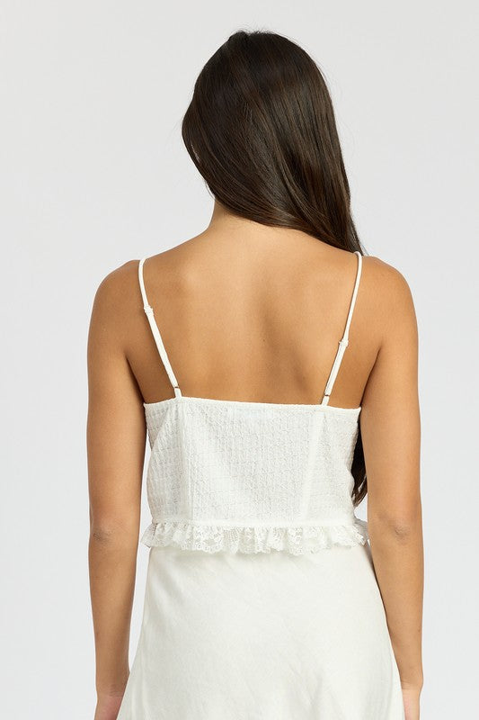 Gracie Tie Front Lace Tank Top