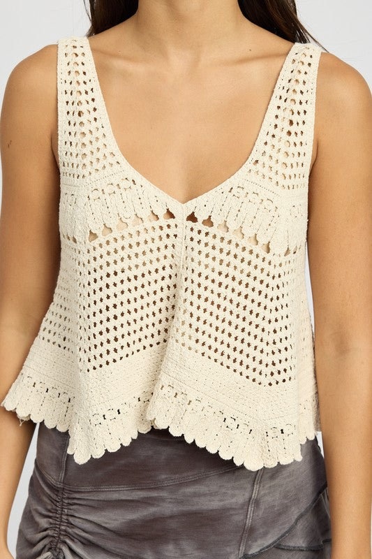 Madelyn Crochet Swing Crop Tank Top