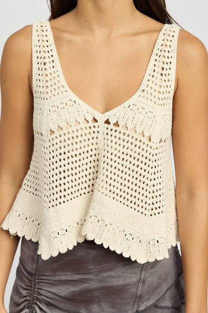 Madelyn Crochet Swing Crop Tank Top