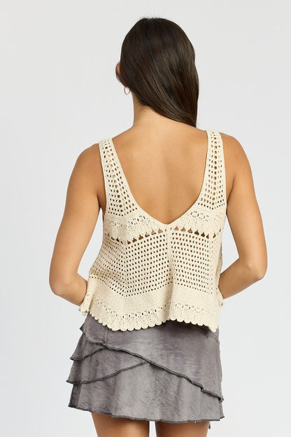 Madelyn Crochet Swing Crop Tank Top