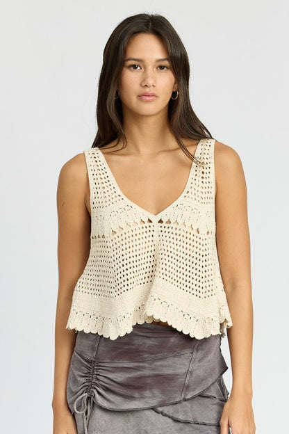 Madelyn Crochet Swing Crop Tank Top