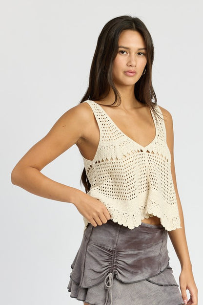 Madelyn Crochet Swing Crop Tank Top