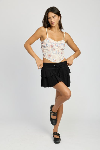 Flower Picking Floral Mesh Corset Top