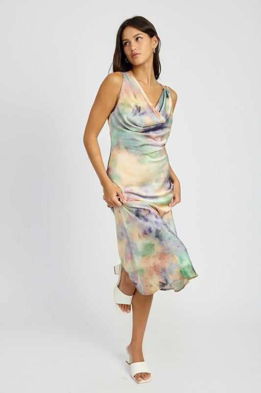 Kiana Cowl Neck Bias Maxi Dress