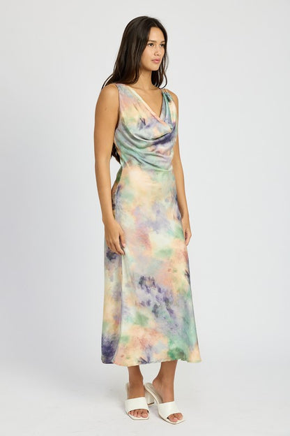 Kiana Cowl Neck Bias Maxi Dress