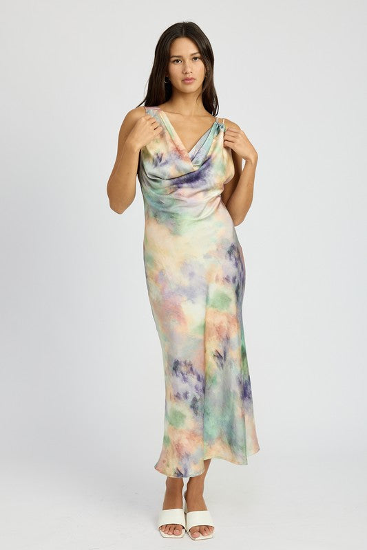 Kiana Cowl Neck Bias Maxi Dress