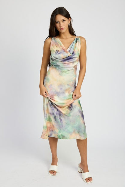 Kiana Cowl Neck Bias Maxi Dress