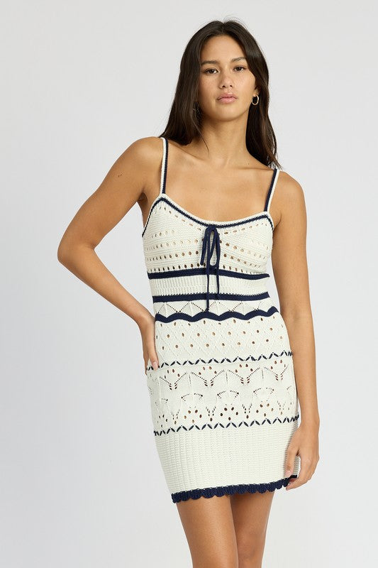 Bella Contrasted Crochet Mini Dress