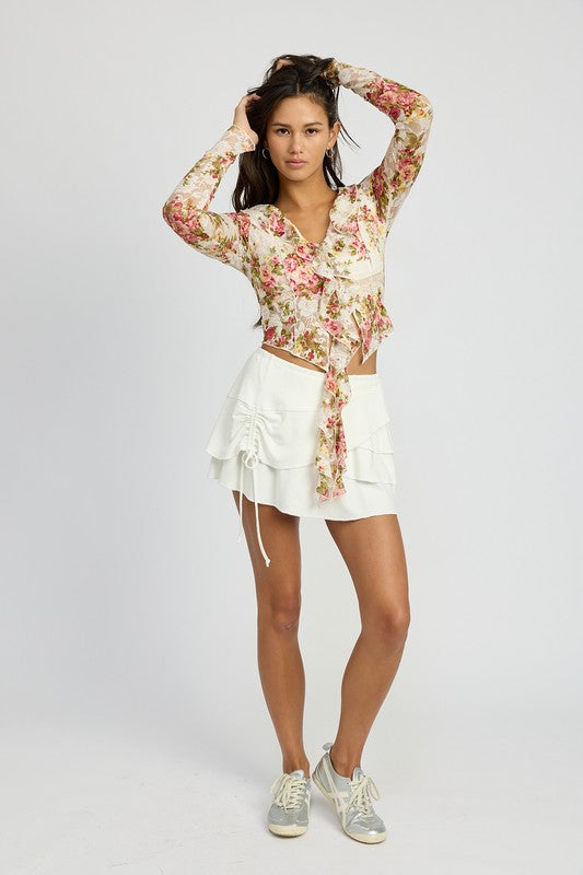 Daphne Floral Print Ruffle Blouse