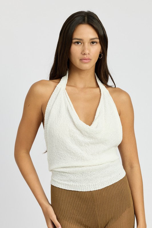 Riley Cowl Neck Halter Top