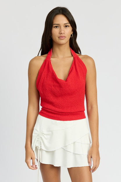 Riley Cowl Neck Halter Top