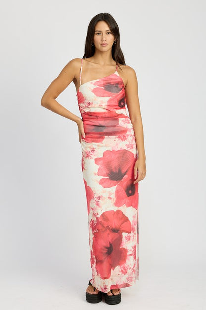 Rosie One Shoulder Ruched Maxi Dress