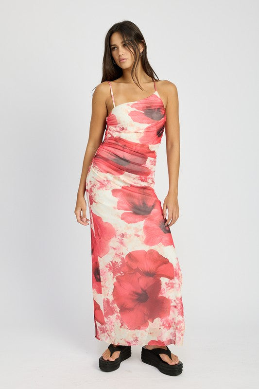 Rosie One Shoulder Ruched Maxi Dress