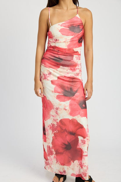 Rosie One Shoulder Ruched Maxi Dress