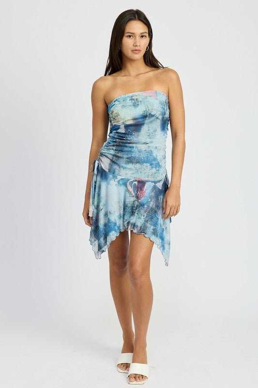 Kimberly Tie Dye Shark Bite Tube Mini Dress