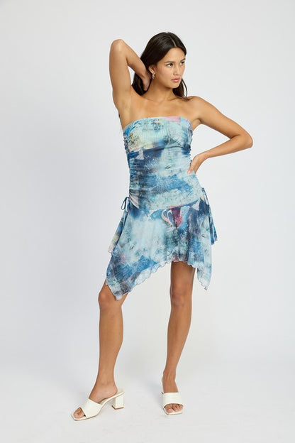 Kimberly Tie Dye Shark Bite Tube Mini Dress