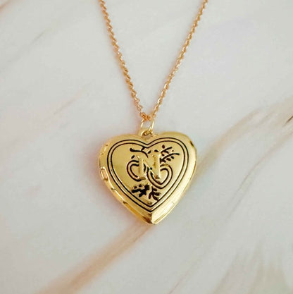 Heart Initial Open Locket Necklace