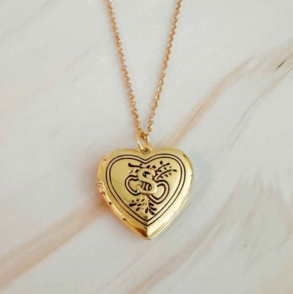 Heart Initial Open Locket Necklace