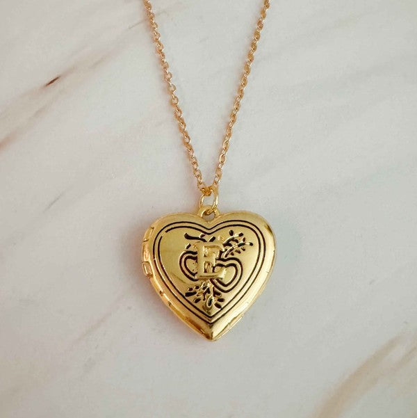 Heart Initial Open Locket Necklace