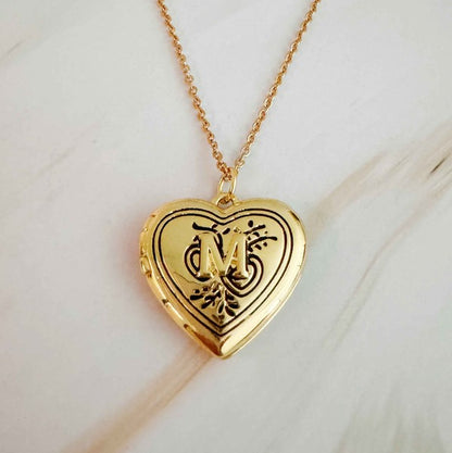 Heart Initial Open Locket Necklace