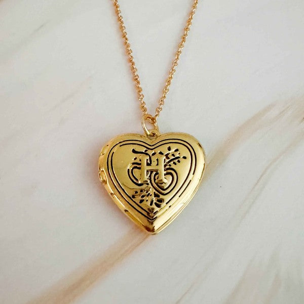 Heart Initial Open Locket Necklace