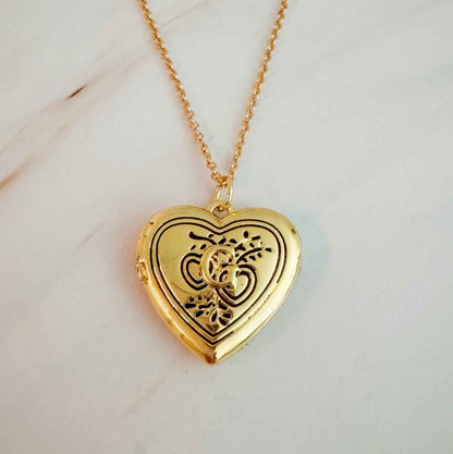 Heart Initial Open Locket Necklace