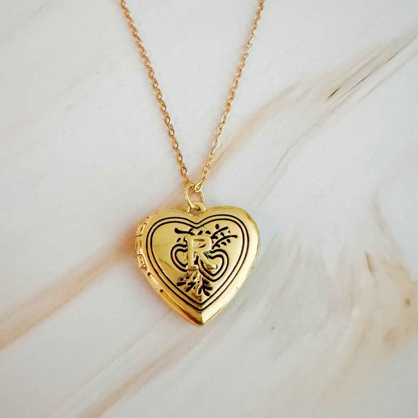 Heart Initial Open Locket Necklace