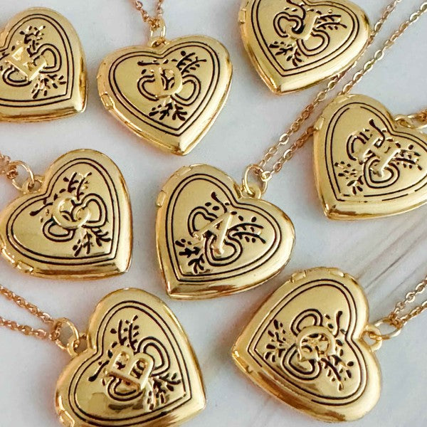 Heart Initial Open Locket Necklace