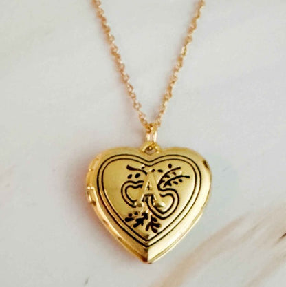 Heart Initial Open Locket Necklace