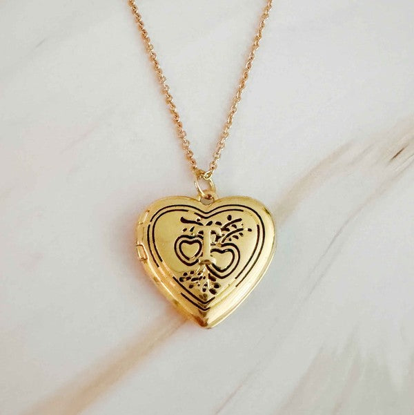 Heart Initial Open Locket Necklace