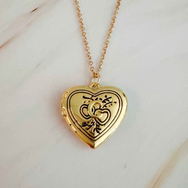 Heart Initial Open Locket Necklace