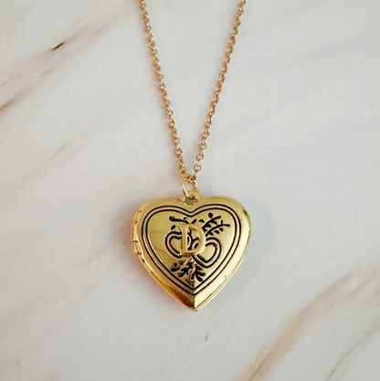 Heart Initial Open Locket Necklace