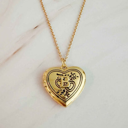 Heart Initial Open Locket Necklace