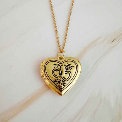 Heart Initial Open Locket Necklace