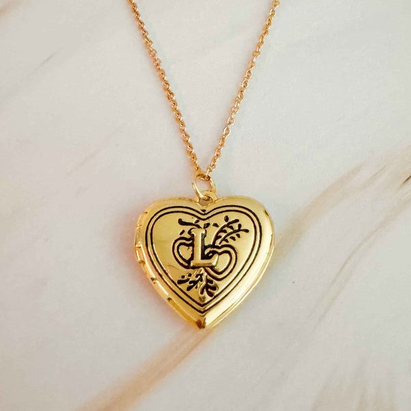 Heart Initial Open Locket Necklace