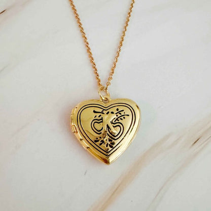 Heart Initial Open Locket Necklace