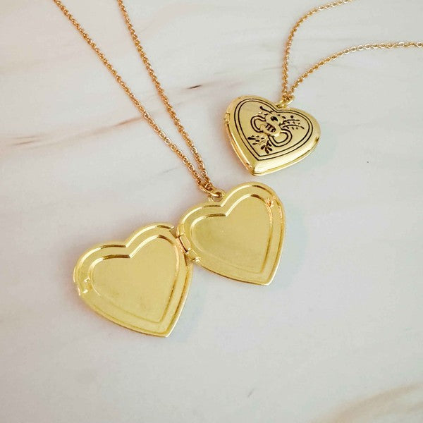 Heart Initial Open Locket Necklace