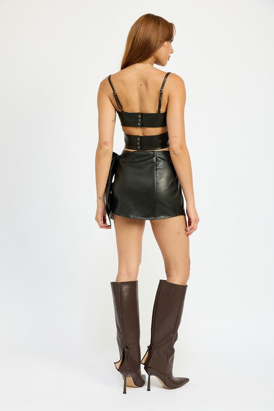 Tate Wrapped Leather Crop Top