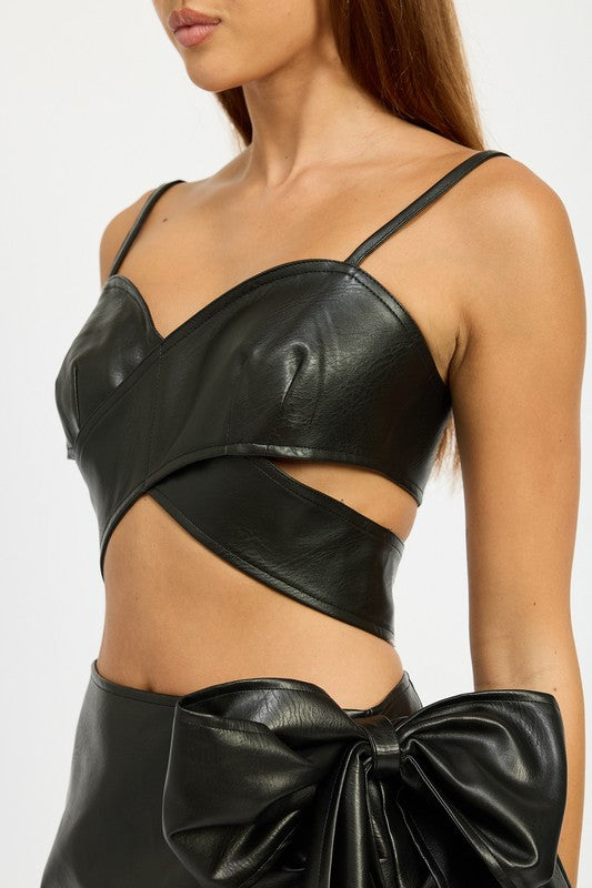 Tate Wrapped Leather Crop Top