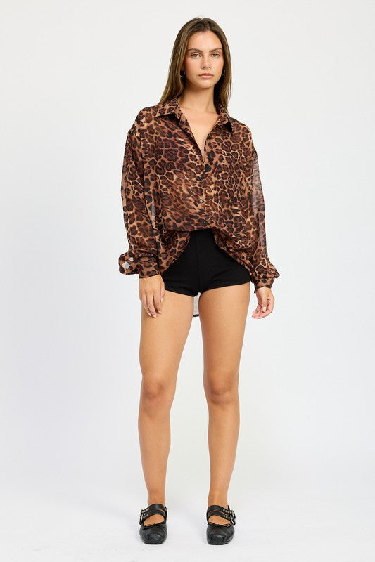 Get Wild Leopard Print Oversized Top