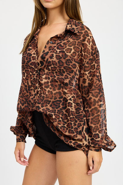 Get Wild Leopard Print Oversized Top