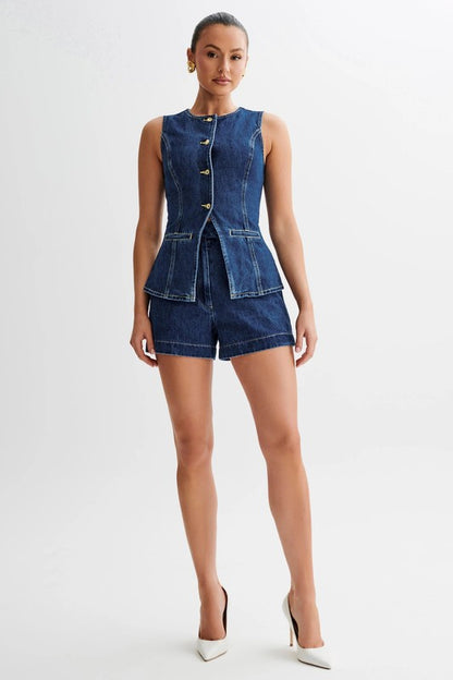 Whitney Denim Vest and Shorts Set