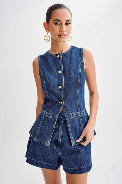 Whitney Denim Vest and Shorts Set