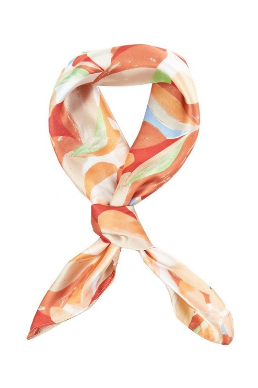 Painting Flower Printed Silky Square Scarf