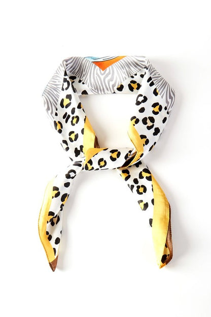 Mix Animal Printed Silky Square Scarf