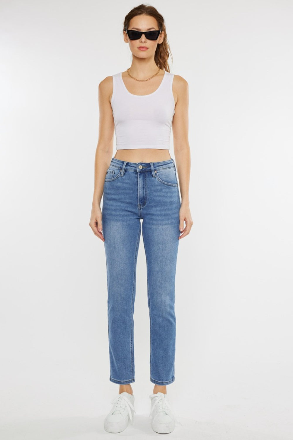 Kancan High Waist Stretch Straight Leg Jeans