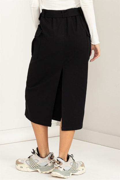 Buckled Belt Cargo Skirt